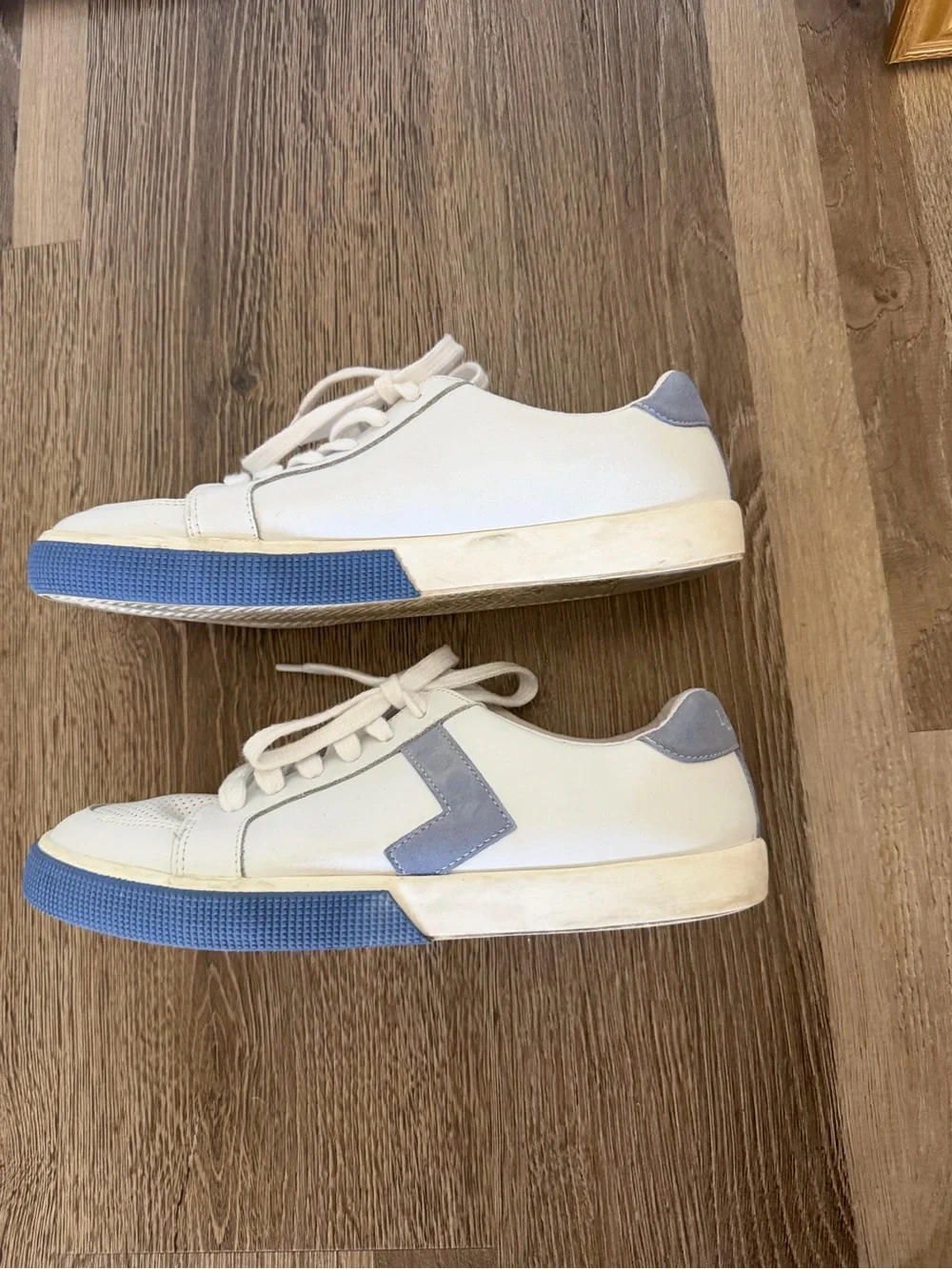 Lauren Ralph Lauren White Leather Sneakers with Blue Outsole